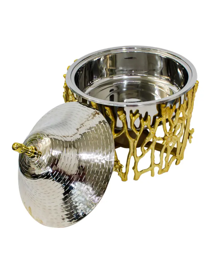 Buffetera de aluminio con acero dorado con plateado de 5 litros de 34x34x38cm - Image 3