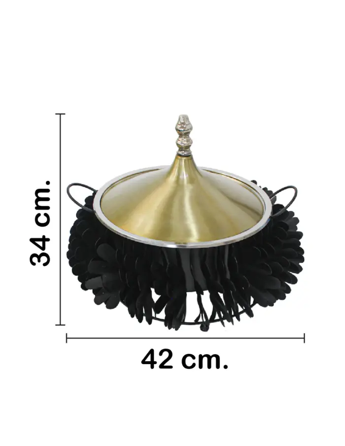 Buffetera de aluminio con acero negro con dorado y plateado de 5 litros de 42x42x36 cm - Image 2