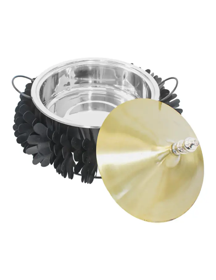 Buffetera de aluminio con acero negro con dorado y plateado de 5 litros de 42x42x36 cm - Image 3