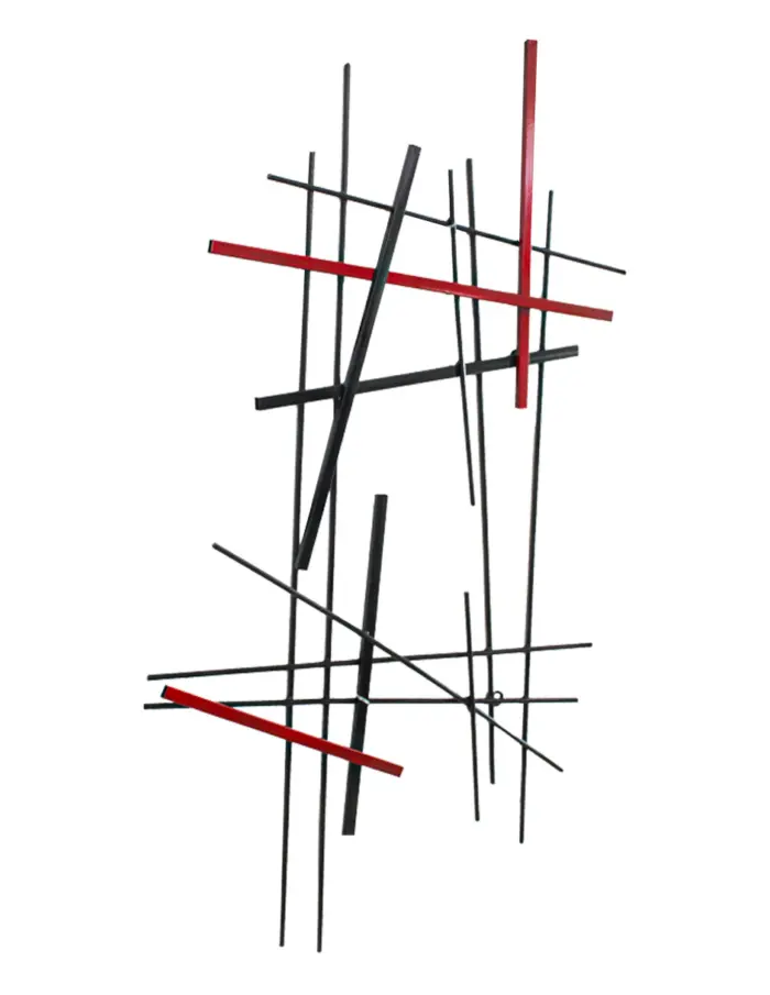Cuadro de metal diseño líneas rojas grises y negras de 74.3x45.7x2.5cm - Image 3