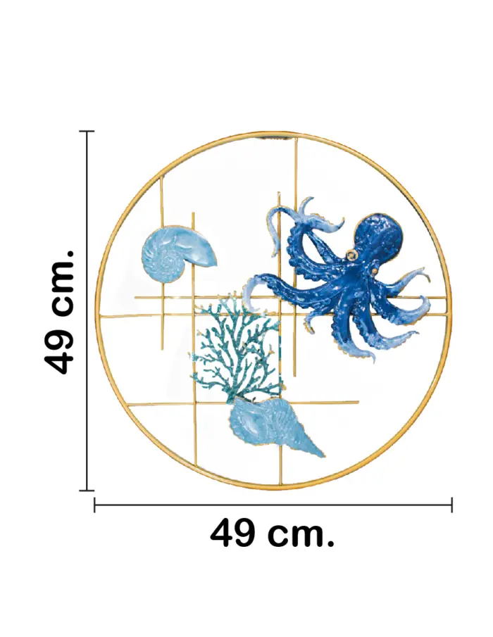 Cuadro de metal diseño pulpo azul con conchas de mar de 48.9x3.2cm - Image 2