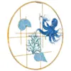 Cuadro metálico diseño pulpo azul con caracol de mar y arecife de 48.9x3.2cm - Image 3