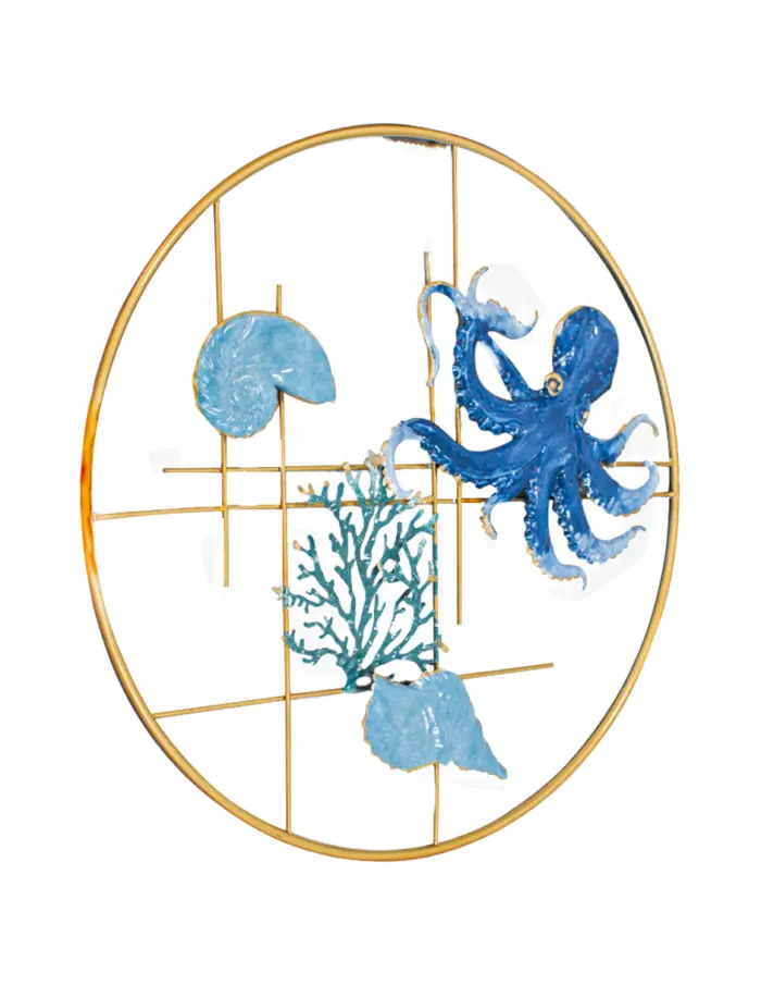 Cuadro de metal diseño pulpo azul con conchas de mar de 48.9x3.2cm - Image 3