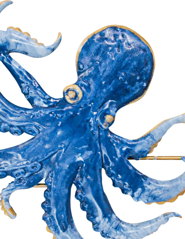 Cuadro de metal diseño pulpo azul con conchas de mar de 48.9x3.2cm - Image 4
