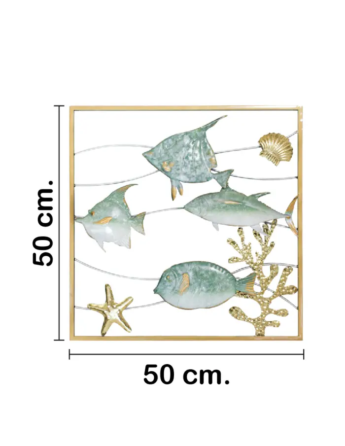 Cuadro de metal diseño peces en arrecife de 50.2x50.2x3.8cm - Image 2