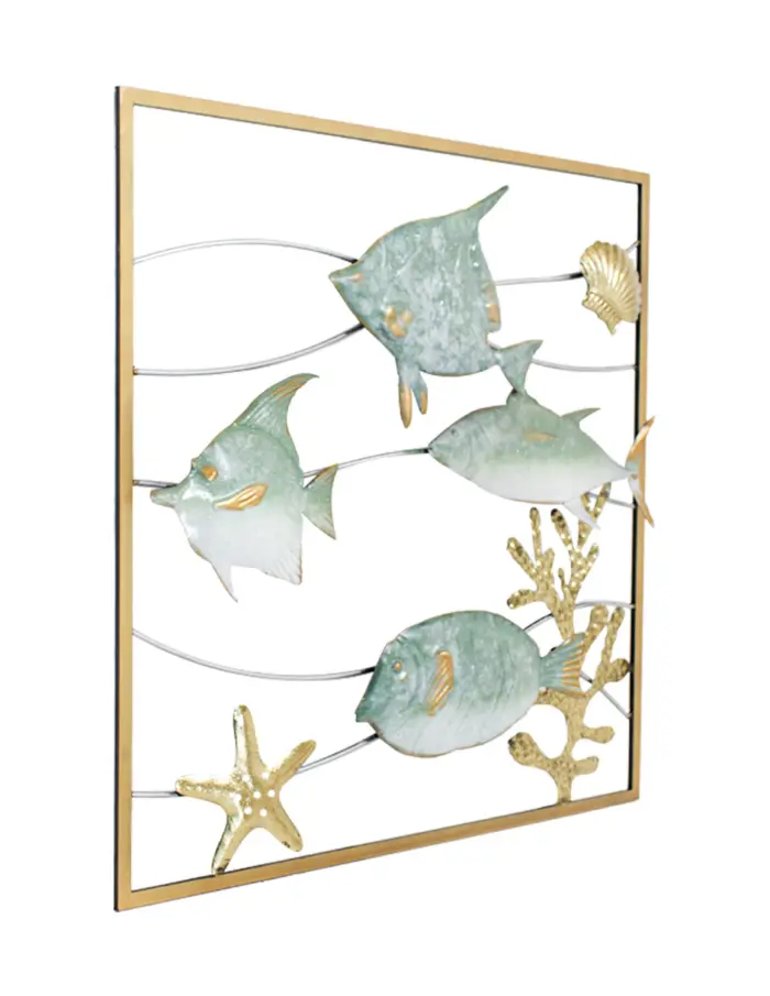 Cuadro de metal diseño peces en arrecife de 50.2x50.2x3.8cm - Image 3
