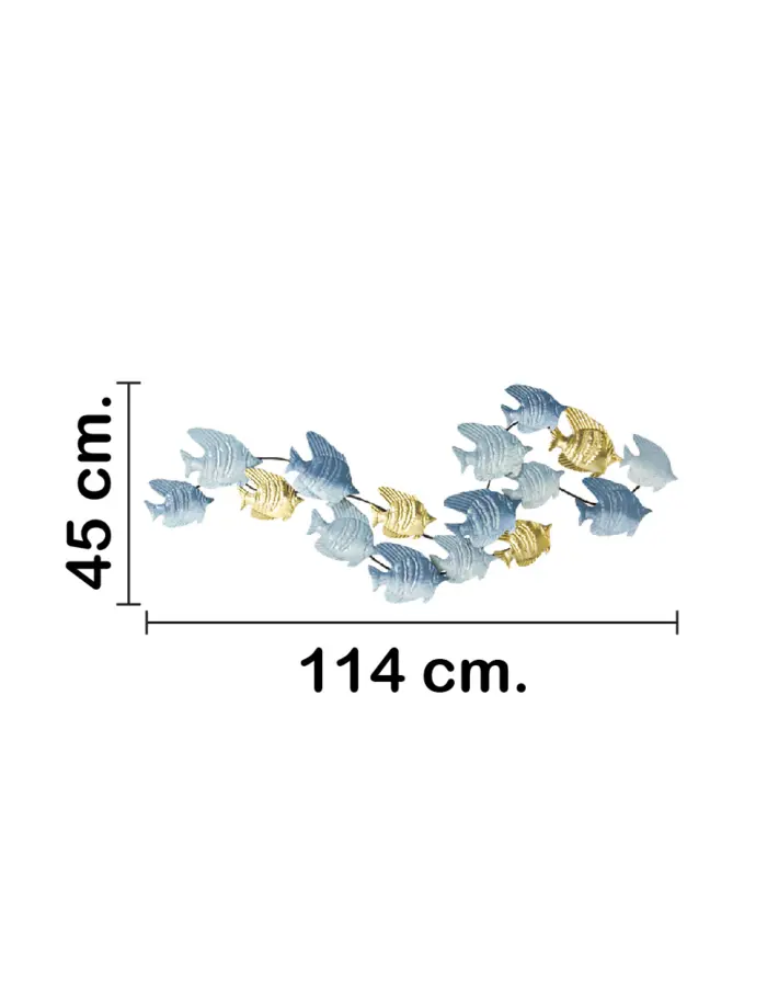Cuadro de metal para pared diseño de peces azules y dorados de 114.9x46.4x4.4cm - Image 2