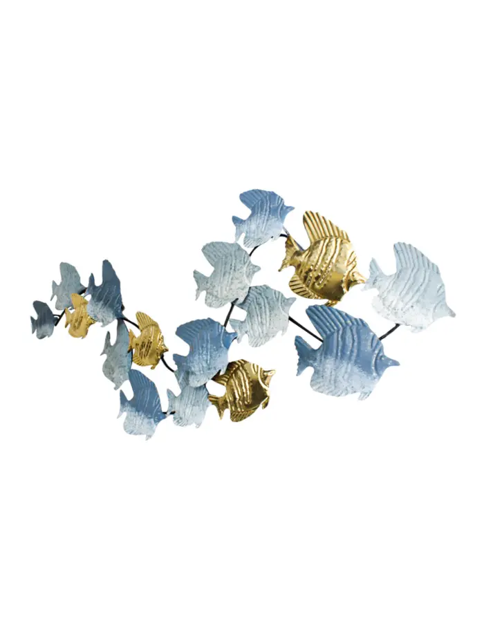 Cuadro de metal para pared diseño de peces azules y dorados de 114.9x46.4x4.4cm - Image 3