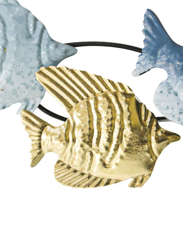 Cuadro de metal para pared diseño de peces azules y dorados de 114.9x46.4x4.4cm - Image 4