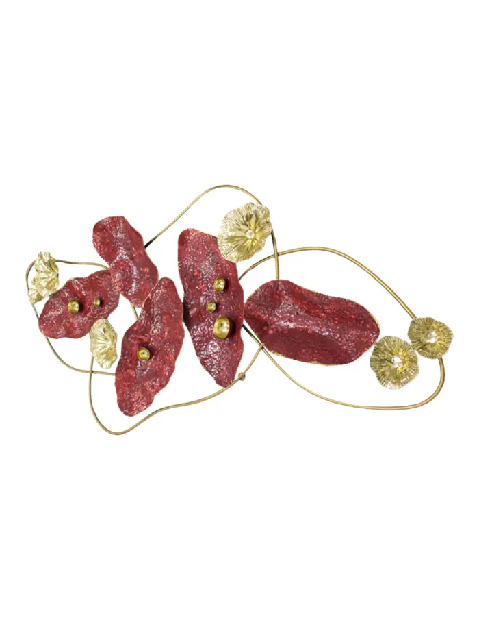 Cuadro de metal diseño flores rojas con dorado de 134.6x67.9x6.4cm - Image 3