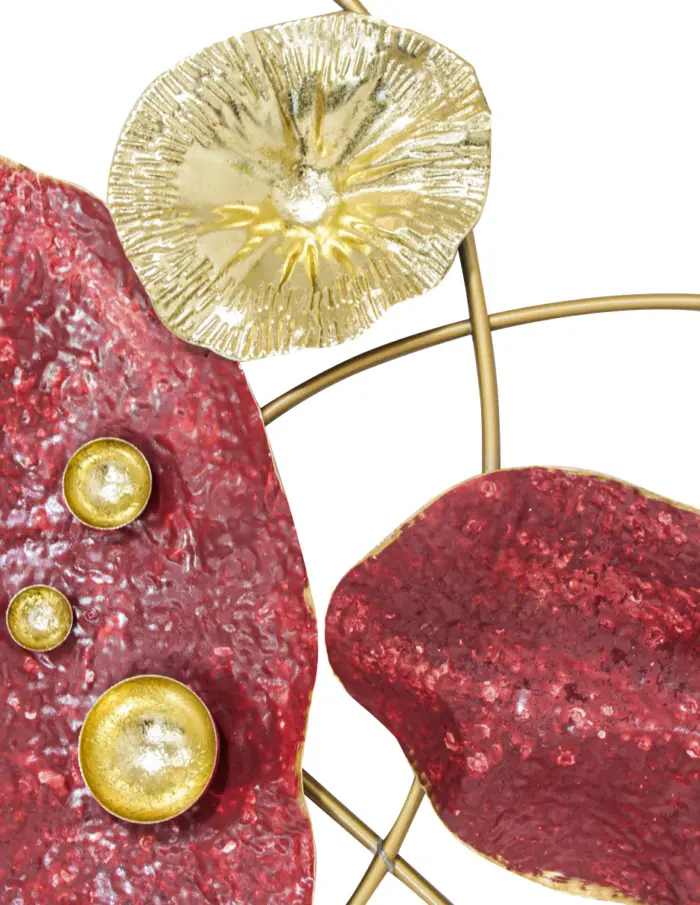 Cuadro de metal diseño flores rojas con dorado de 134.6x67.9x6.4cm - Image 4