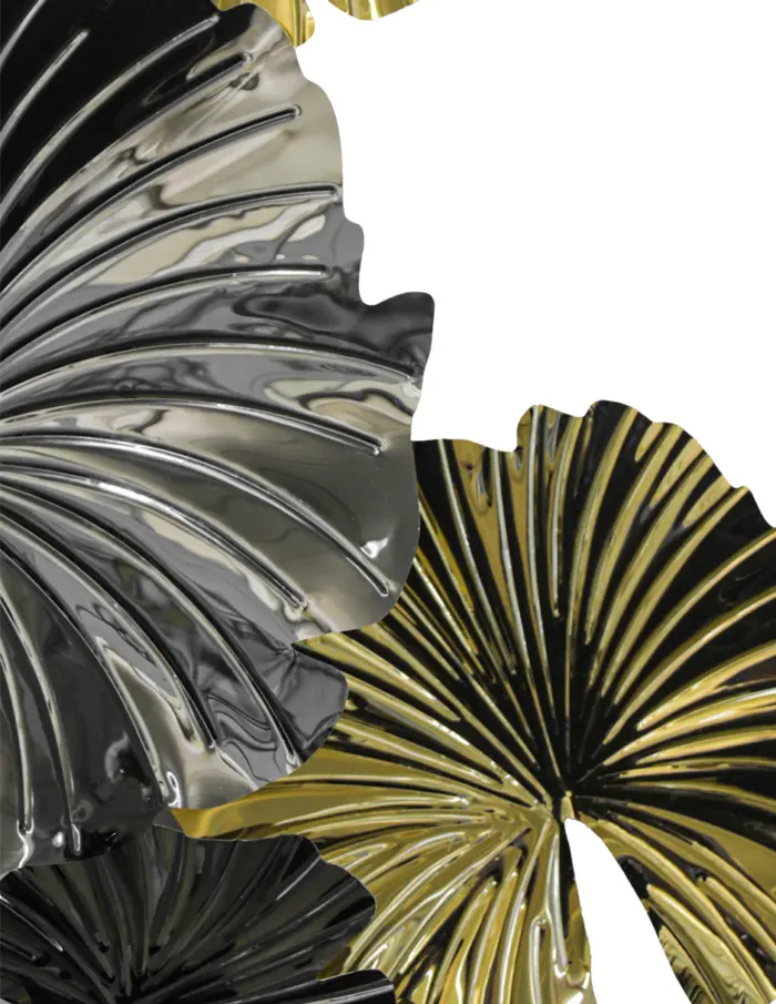 Cuadro de metal diseño hojas de loto doradas con negro de 128.9x69.2x7.0cm - Image 4