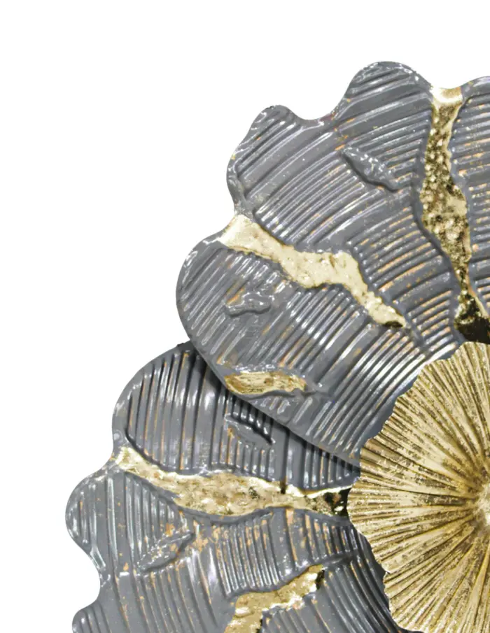 Cuadro de metal diseño flores blanco con dorado y gris de 131.4x64.1x9.5cm - Image 4