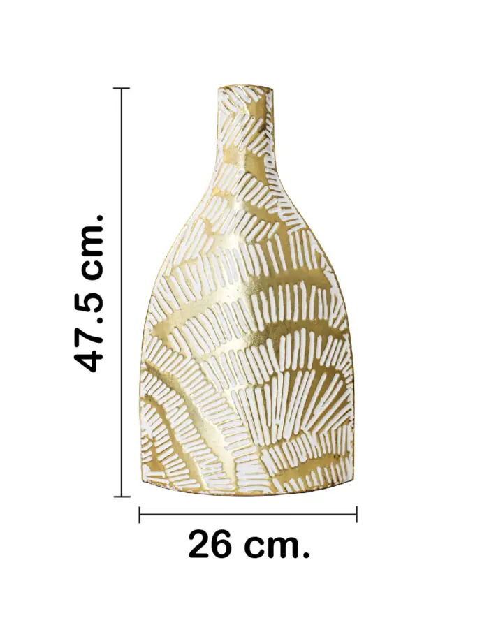 Florero de metal dorado con blanco de 26.0x9.5x47.0cm - Image 2