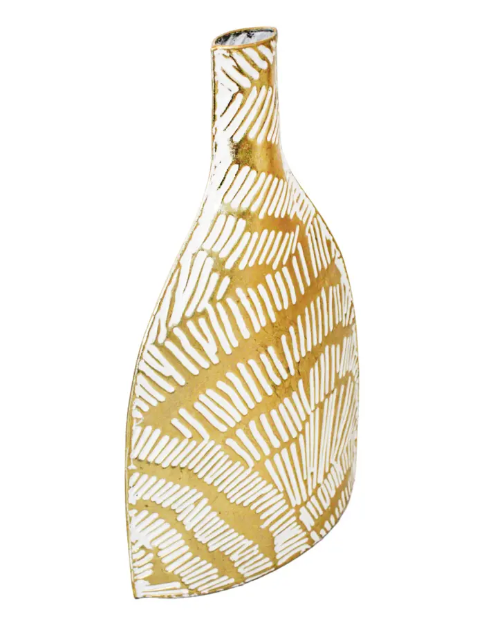 Florero de metal dorado con blanco de 26.0x9.5x47.0cm - Image 3
