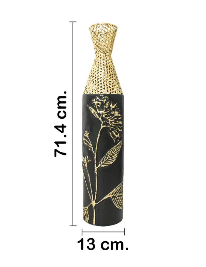 Florero de metal negro con dorado de 13.3x71.1cm - Image 2