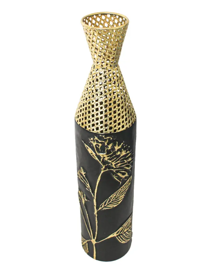 Florero de metal negro con dorado de 13.3x71.1cm - Image 3