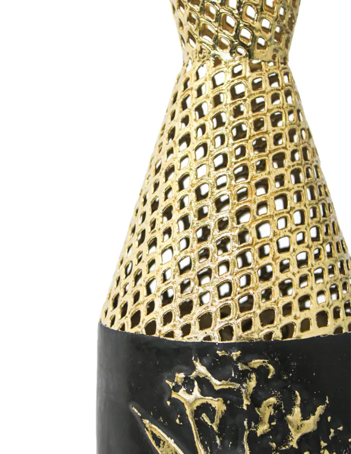 Florero de metal negro con dorado de 13.3x71.1cm - Image 4