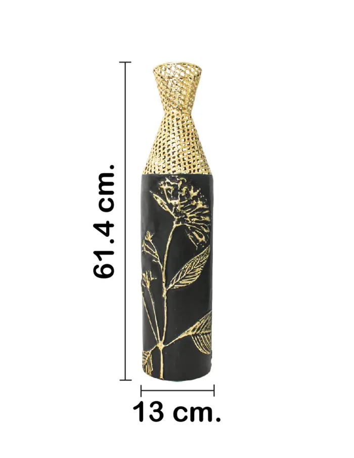 Florero de metal negro con dorado de 13.3x61.0cm - Image 2