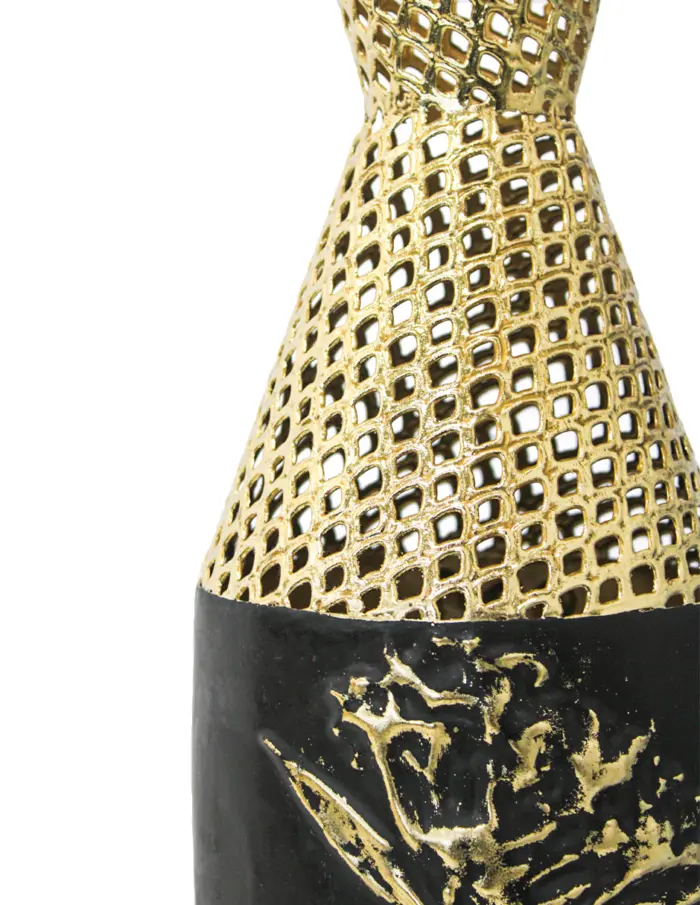 Florero de metal negro con dorado de 13.3x61.0cm - Image 4