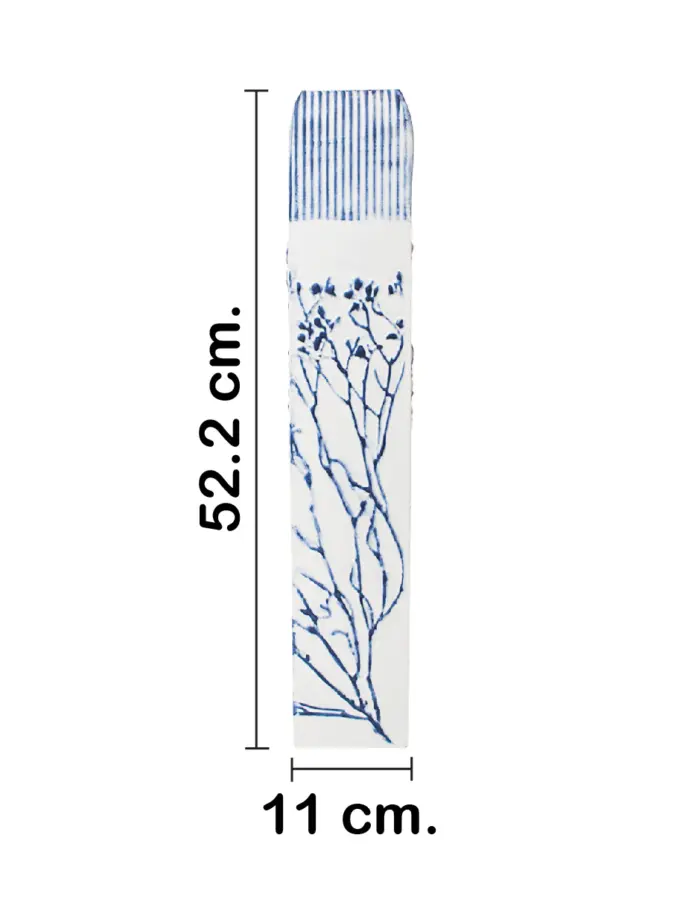Florero de metal con ramas blanco con azul de 11.4x11.4x52.7cm - Image 2