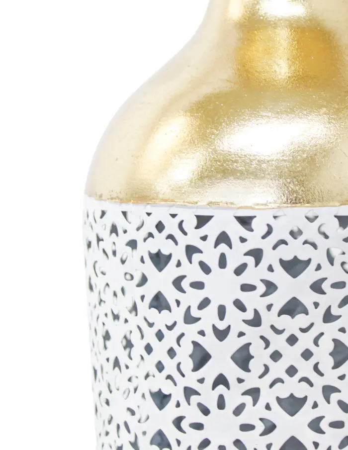 Florero de metal gris con blanco y dorado de 17.8x61.6cm - Image 4