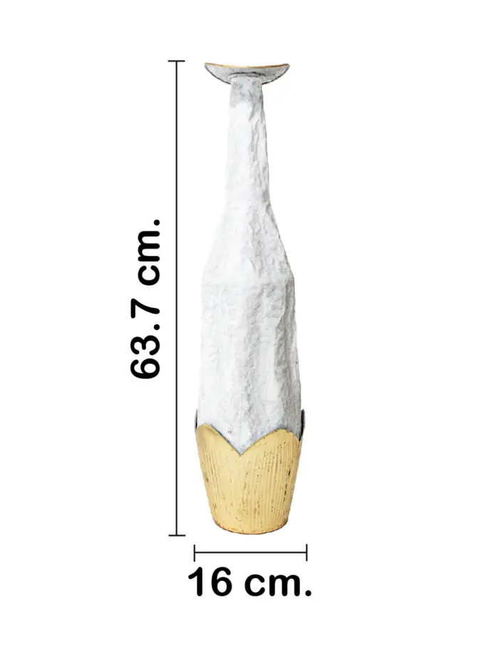 Florero de metal blanco con dorado de 15.9x15.9x64.1cm - Image 2
