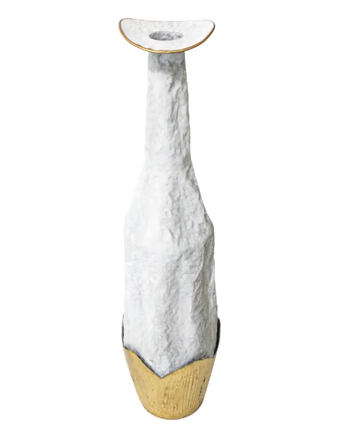 Florero de metal blanco con dorado de 15.9x15.9x64.1cm - Image 3