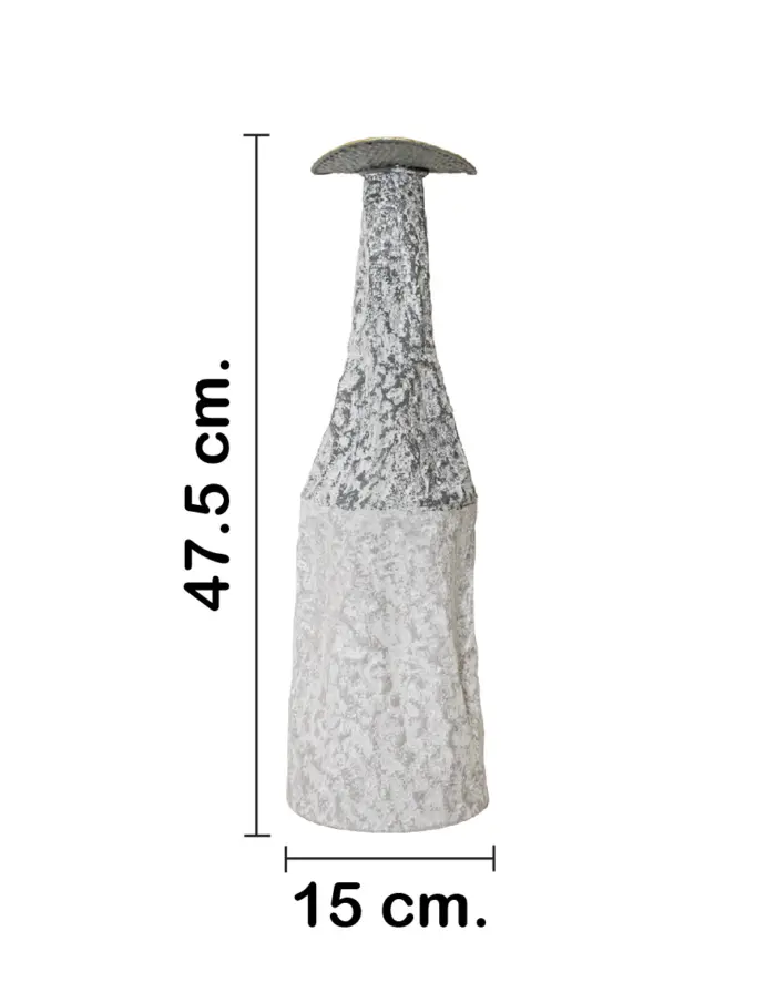 Florero de metal blanco con filo dorado de 14.6x48.3cm - Image 2
