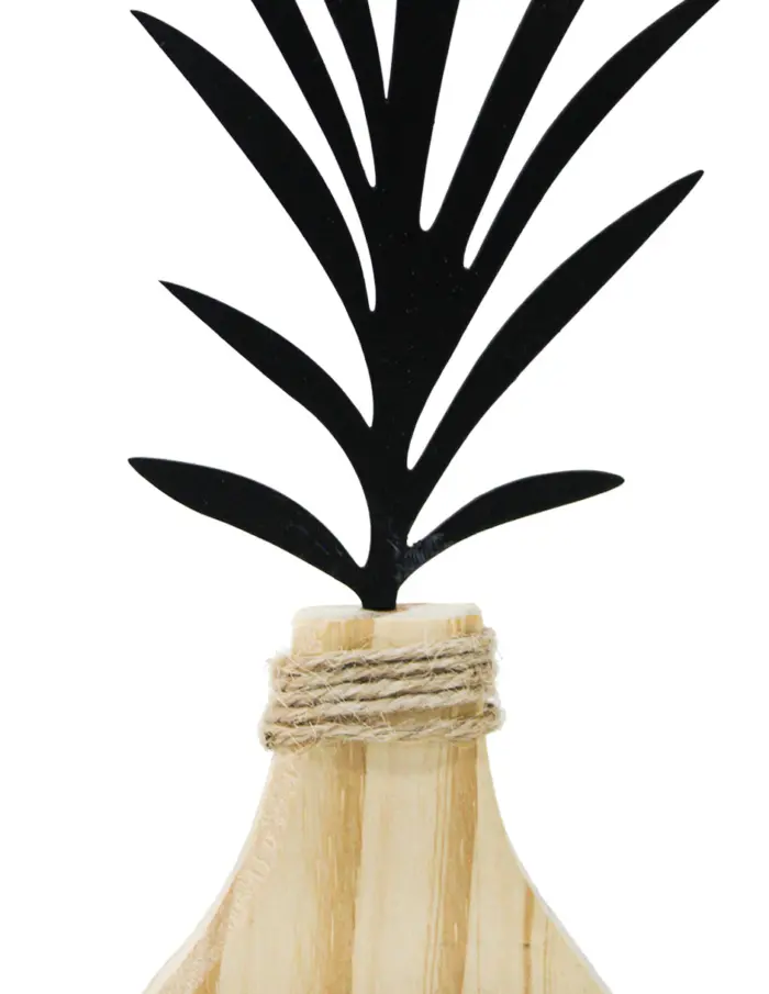 Florero de madera natural con flor negra en base de 10x4x27.5cm - Image 4