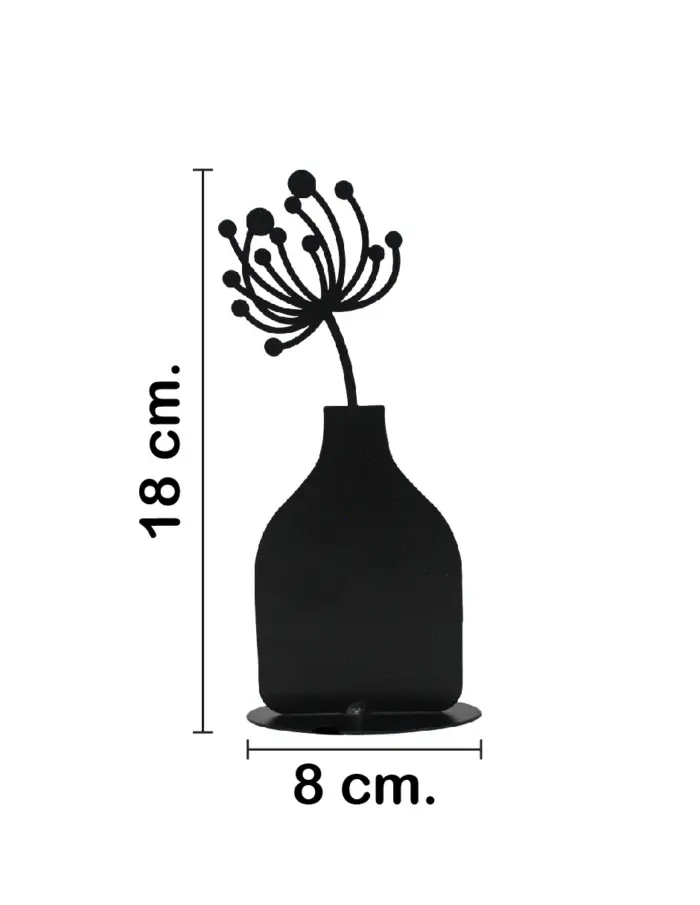Florero de metal negro con flor negra de 18x8x4cm - Image 2
