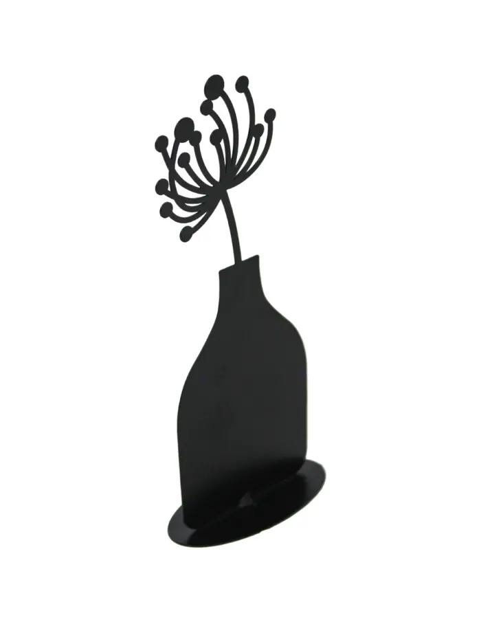 Florero de metal negro con flor negra de 18x8x4cm - Image 3