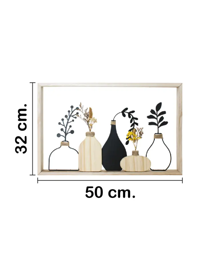 Cuadro de madera con floreros de 50x3x32cm - Image 2