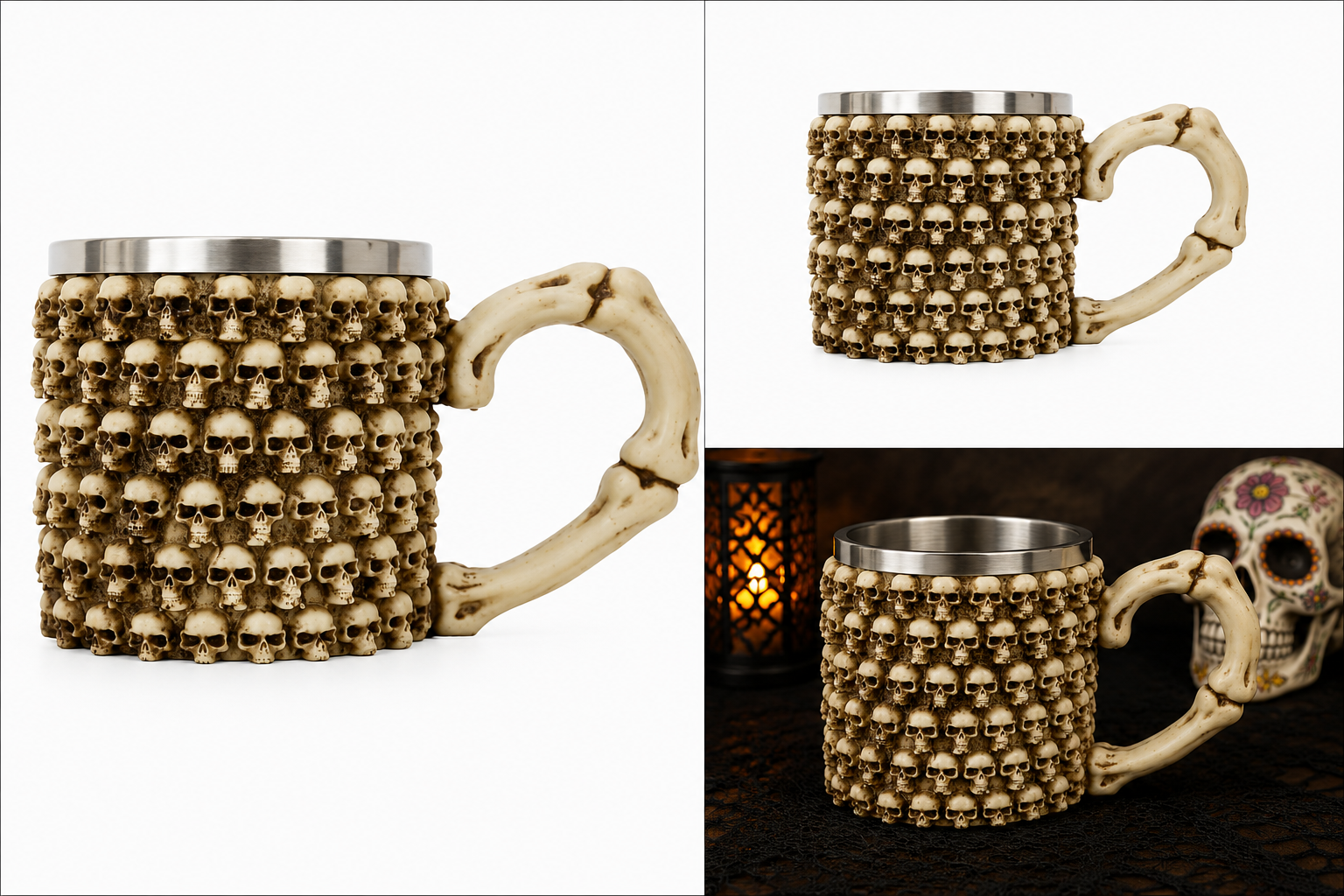 Taza Diseño Cráneos Asa de Hueso