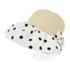 Sombrero tejido beige con olan de tela blanco y puntos negros de 33x33x12cm - Image 2