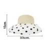 Sombrero tejido beige con olan de tela blanco y puntos negros de 33x33x12cm - Image 4