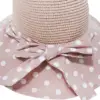 Sombrero tejido rosa con olan de tela rosa con puntos blancos de 33x33x12cm - Image 3