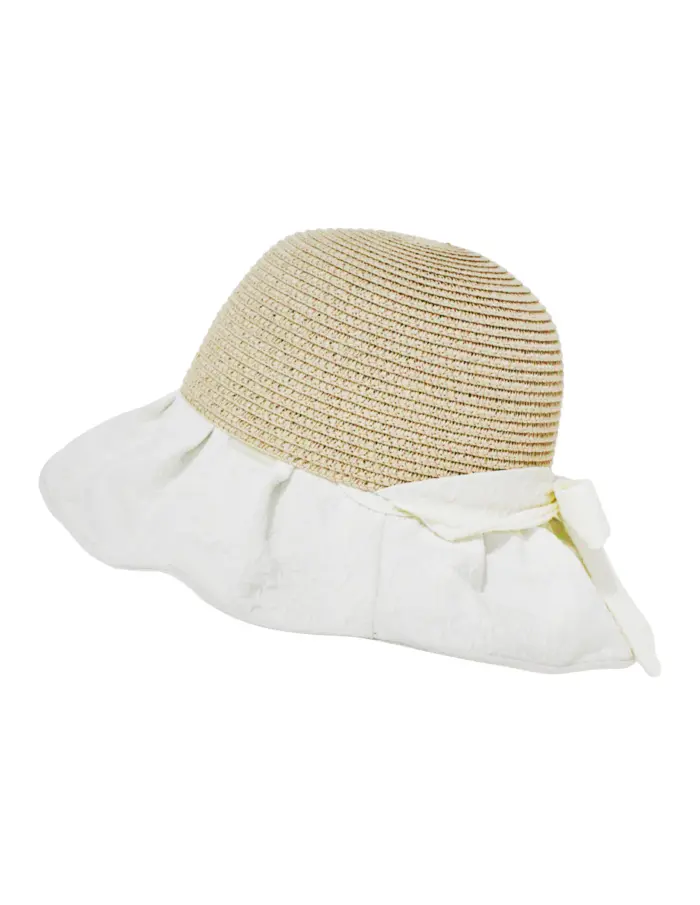 Sombredo tejido beige con olan de tela blanco de 33x33x12cm - Image 2