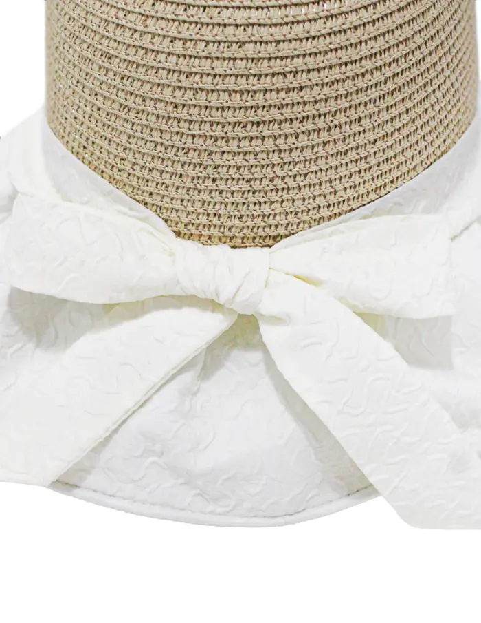 Sombredo tejido beige con olan de tela blanco de 33x33x12cm - Image 3