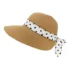 Sombrero tejido caqui con liston blanco y puntos de 31x32x14cm - Image 2