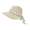 Sombrero tejido beige con liston blanco y puntos de 31x32x14cm - Image 2