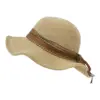 Sombrero tejido beige con listón café de yute de 34x34x13cm - Image 2