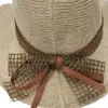 Sombrero tejido beige con listón café de yute de 34x34x13cm - Image 3