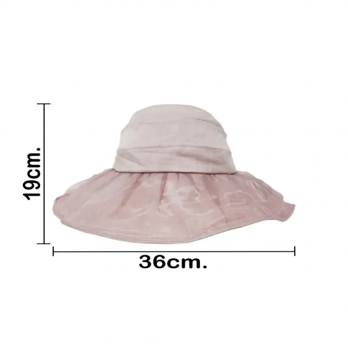 Sombrero de verano de tela rosa de36x36x19cm - Image 4