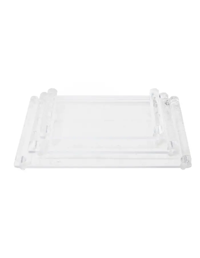 Juego de 3 charolas rectangulares de acrilico transparente de 40/34/28x24/20/16x5cm - Image 2