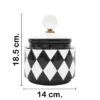 Tibor de cerámica negro con blanco diseño rombos de 13x13x17cm - Image 2