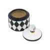 Tibor de cerámica negro con blanco diseño rombos de 13x13x17cm - Image 3
