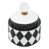 Tibor de cerámica negro con blanco diseño rombos de 13x13x17cm - Image 4