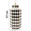 Tibor de cerámica negro con blanco diseño rombos de 12.3x12.3x35cm - Image 2