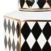 Tibor de cerámica negro con blanco diseño rombos de 12.3x12.3x35cm - Image 4
